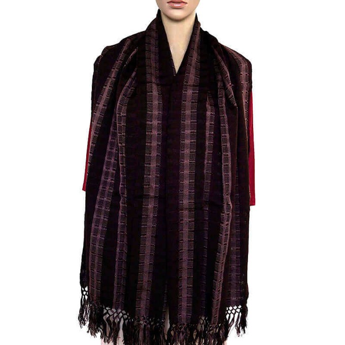 Scarf with Fringes Dark Brown - Beautiful and Fairtrade from Quetzal Artisan