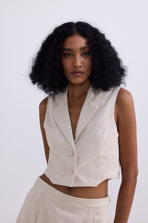 Cropped Cotton Tweed Vest in Cream from Reistor