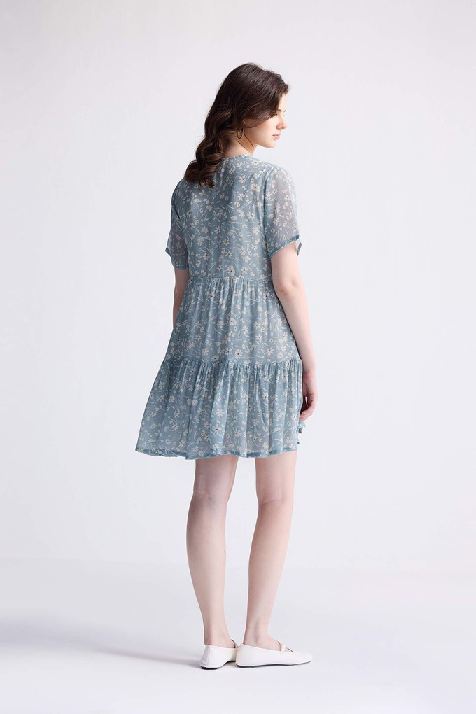 Floral Short Tiered dress in Light Blue from Reistor