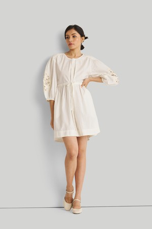 Shirt Dress with Balloon Sleeves in White from Reistor