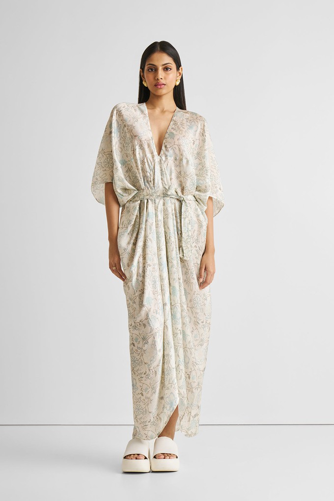 Silky Kaftan Dress in Blue Florals from Reistor