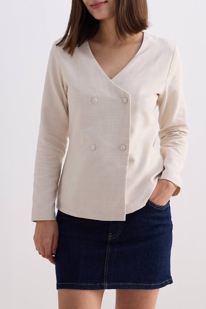 Fitted Cotton Tweed Jacket in Cream from Reistor