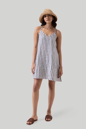 Short Tent Dress in Linen Stripes from Reistor