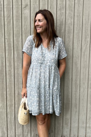 Floral Short Tiered dress in Light Blue from Reistor