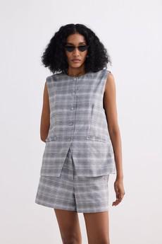 Cotton Tweed Vest Jacket Set in Grey via Reistor