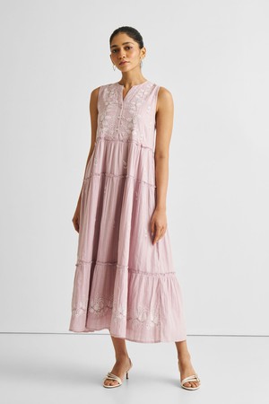 Embroidered Resort Maxi Dress in Pink from Reistor