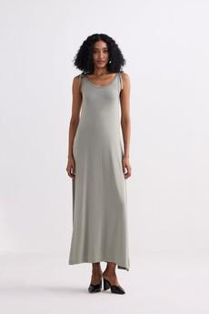 Tie-Detail Maxi Dress in Light Olive via Reistor