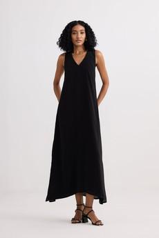 Crossed in Chic Sleeveless Maxi Dress in Black via Reistor