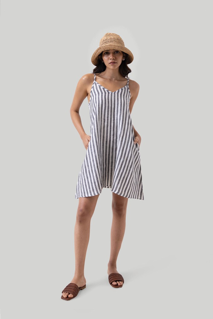 Short Tent Dress in Linen Stripes from Reistor