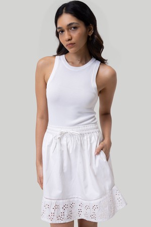 Drawstring Short Skirt in White from Reistor