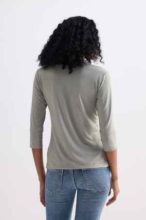 Twist Front Knit Shirt in Light Olive from Reistor