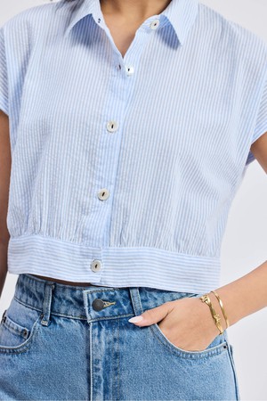 Oversized Crop Shirt in Classic Stripes from Reistor