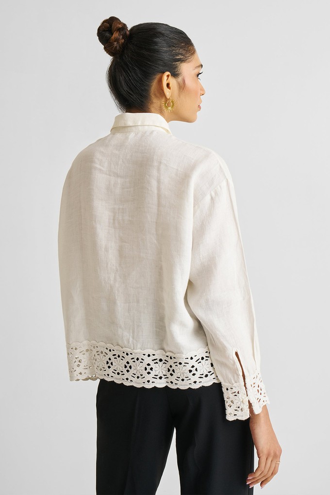 Button-down with Lace Shirt in Off-white from Reistor