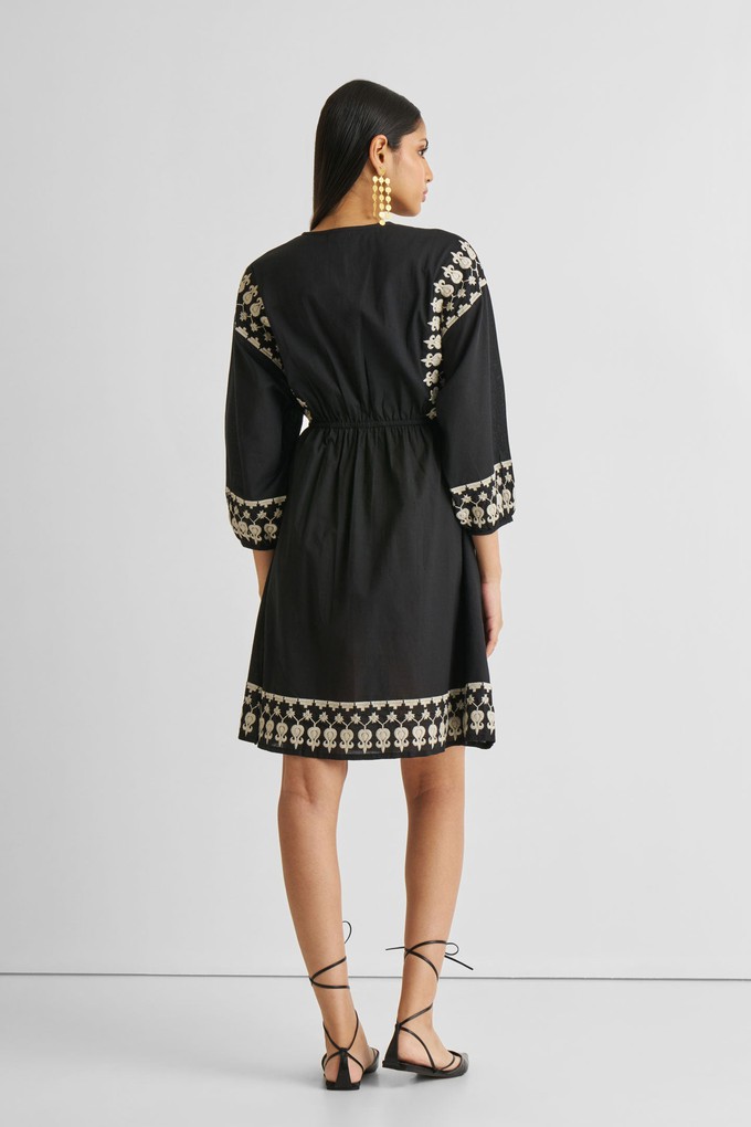 Deep V Embroidered Dress in Black from Reistor