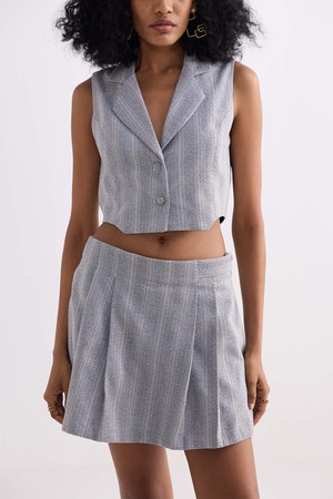 Cropped Cotton Tweed Vest in Grey from Reistor