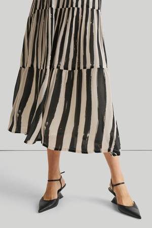 Strappy Tiered Maxi Dress in Black Stripes from Reistor