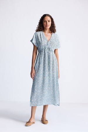 Gathered Maxi Dress in Light Blue Florals from Reistor