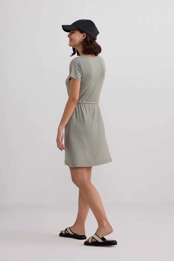 Drawstring Short T-shirt Dress in Light Olive from Reistor