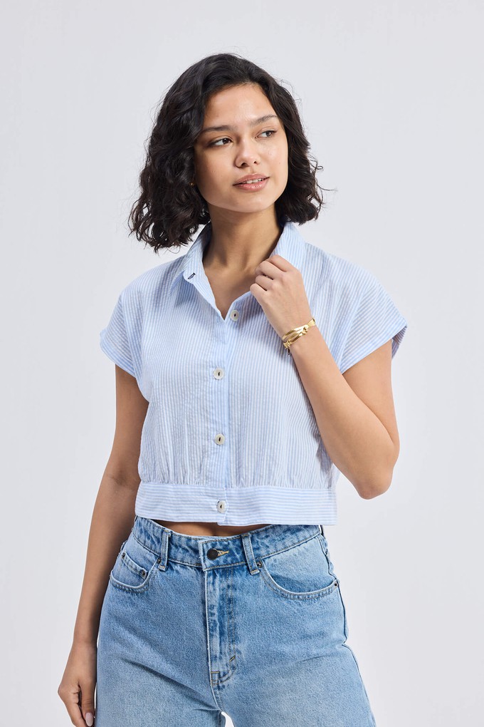 Oversized Crop Shirt in Classic Stripes from Reistor