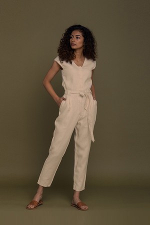 Evening Chai Jumpsuit in Sand Beige from Reistor