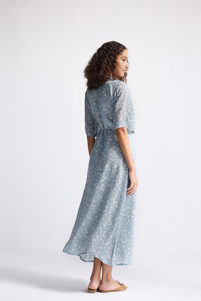 Maxi Wrap Dress in Light Blue Florals from Reistor