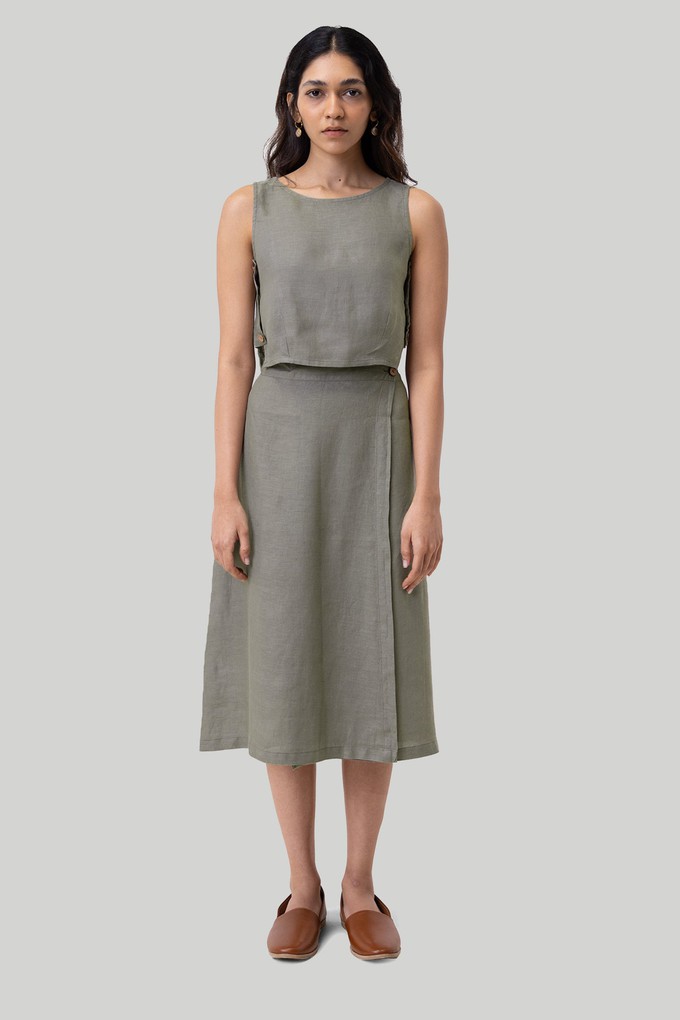 Overlap Midi Skirt in Dark Green from Reistor