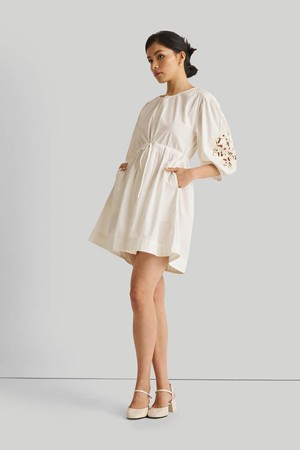 Shirt Dress with Balloon Sleeves in White from Reistor