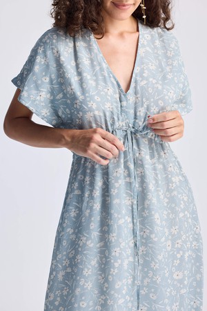 Gathered Maxi Dress in Light Blue Florals from Reistor