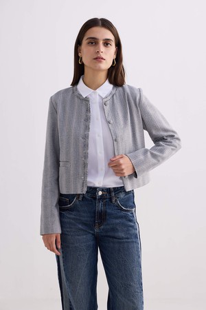 Lady Jacket in Grey Cotton Tweed from Reistor