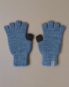 British Wool Fingerless Gloves | Blue Melange via ROVE