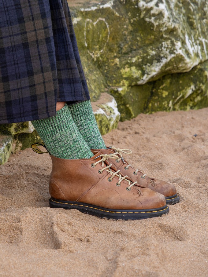 Chunky Wool Boot Socks | Marbled Green from ROVE