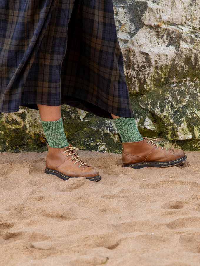 Chunky Wool Boot Socks | Marbled Green from ROVE