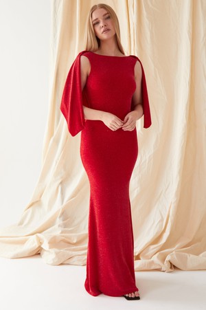 Red Cowl Back Gown from Sarvin