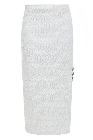 White Lace Bodycon Skirt from Sarvin