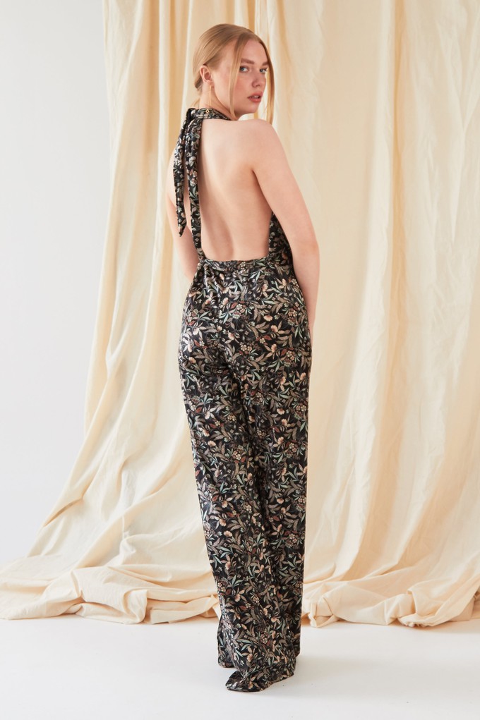 Floral Velvet Backless Jumpsuit from Sarvin