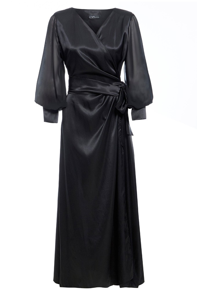 Black Wrap Maxi Dress from Sarvin