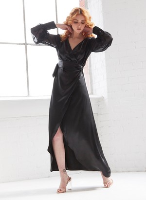 Black Wrap Maxi Dress from Sarvin