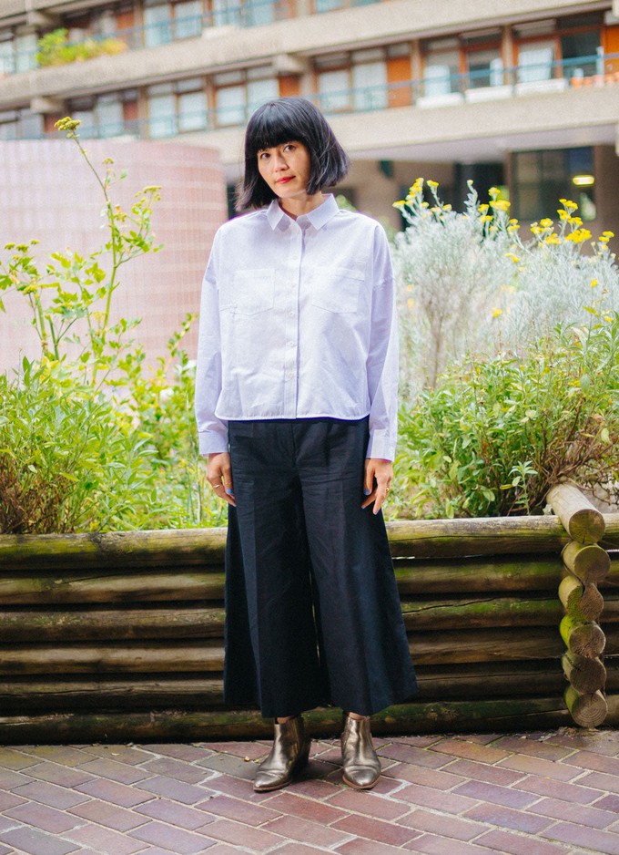 Lela Patch Pocket Shirt, White Recycled Cotton from Saywood.