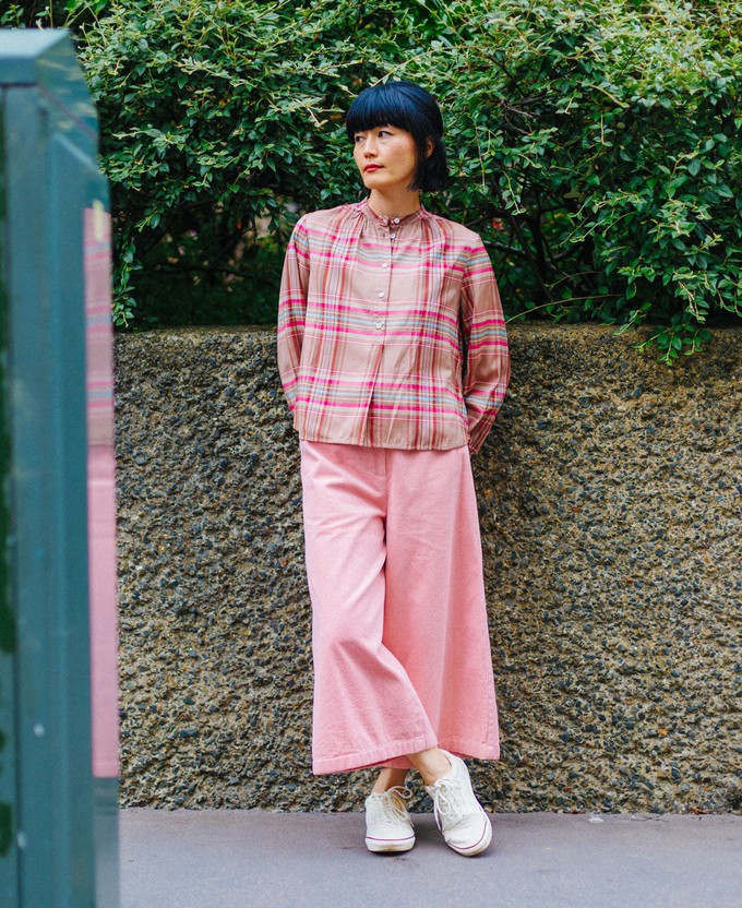 Amelia Wide Leg Culotte Trouser, Pink Corduroy Cotton from Saywood.