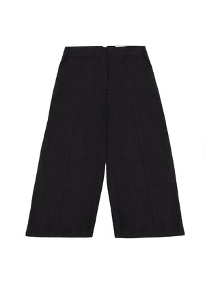 Amelia Wide Leg Culotte Trouser, Black Organic Cotton & Linen from Saywood.