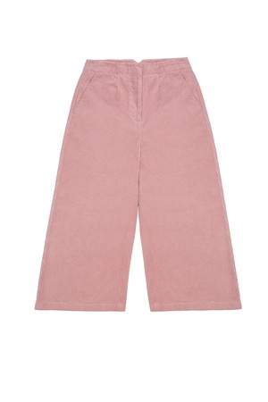 Amelia Wide Leg Culotte Trouser, Pink Corduroy Cotton from Saywood.