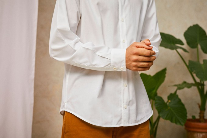 Mens Eddy Classic White Shirt, Cotton Bamboo from Saywood.