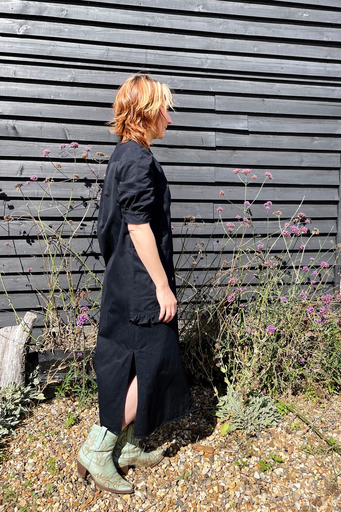 Rosa Puff Sleeve Shirtdress, Black Japanese Denim from Saywood.