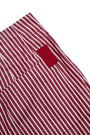 Bessie A-Line Shorts, Berry Red Stripe from Saywood.