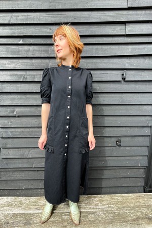 Rosa Puff Sleeve Shirtdress, Black Japanese Denim from Saywood.