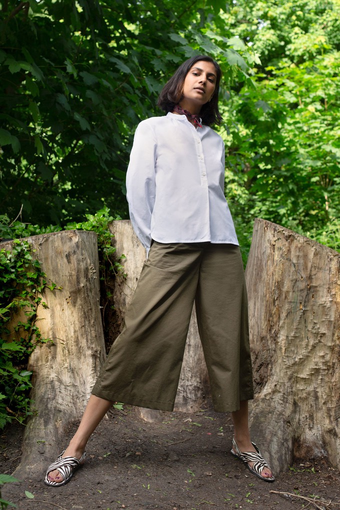 Marie Gather Neck A-Line Blouse, White Recycled Cotton from Saywood.