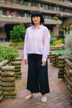 Lela Colourblock Shirt, Pastel Pink/ Orange Cotton from Saywood.