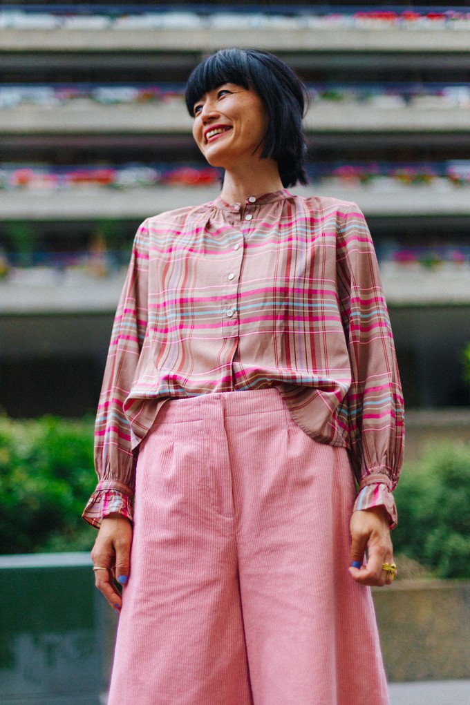 Amelia Wide Leg Culotte Trouser, Pink Corduroy Cotton from Saywood.