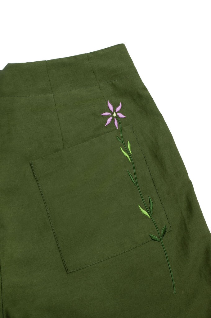 Bessie A-Line Shorts, Rich Olive Green from Saywood.