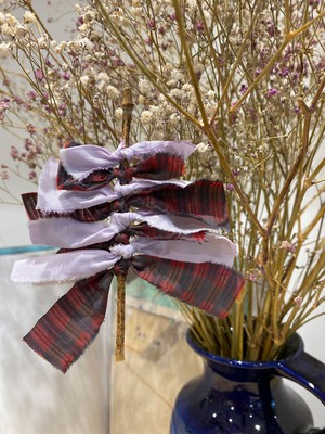 Sustainable Christmas Decorations (Pack of 3), Red Check / Lilac from Saywood.